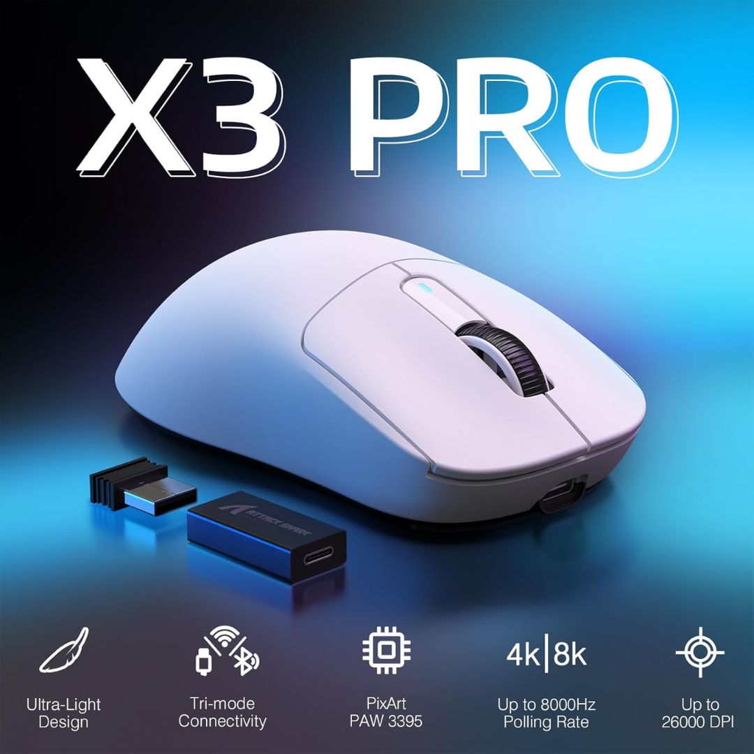ATTACK SHARK X3PRO Wireless Gaming Mouse - White
