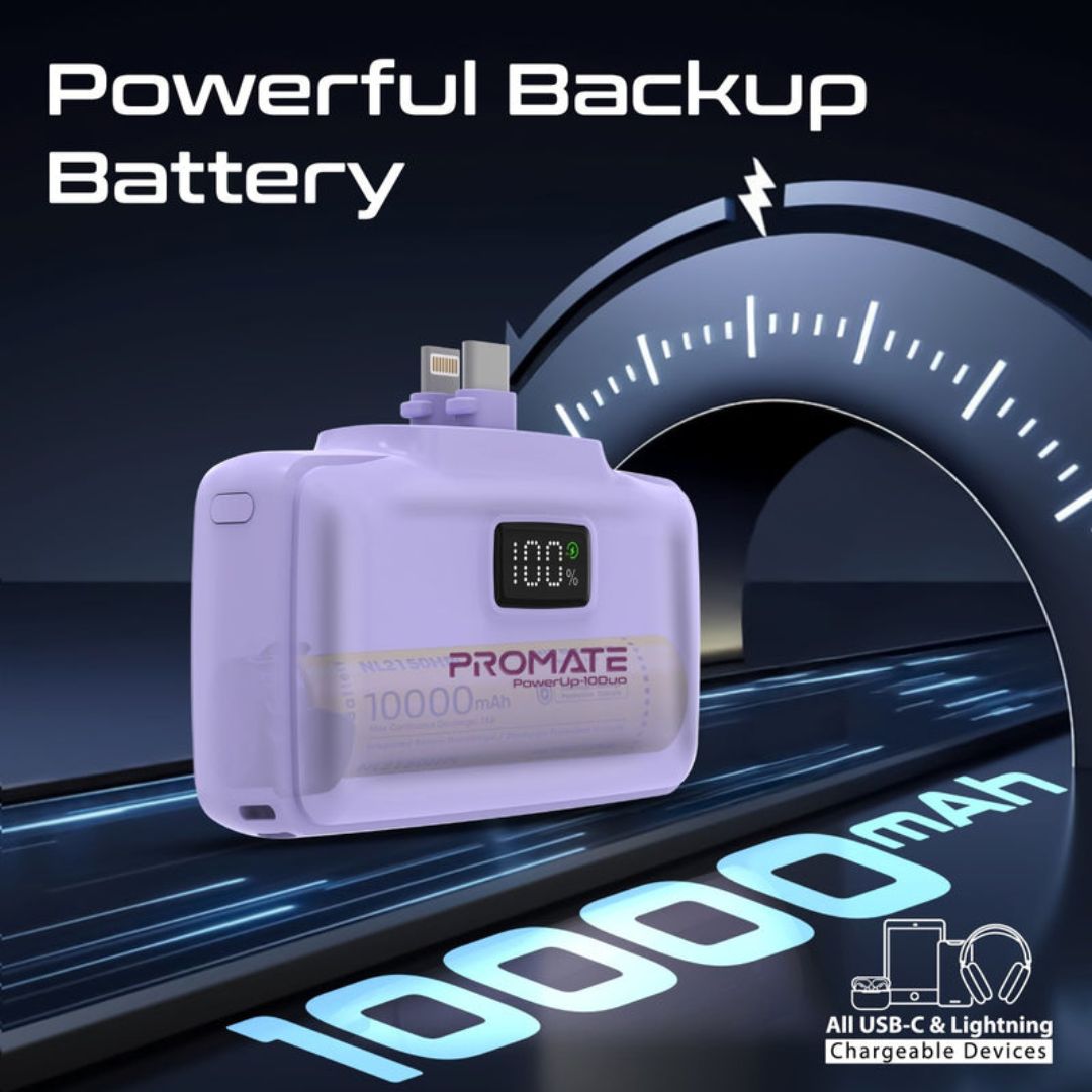 Promate PowerUp-10Duo Power Bank 10000mAh, 20W - Purple