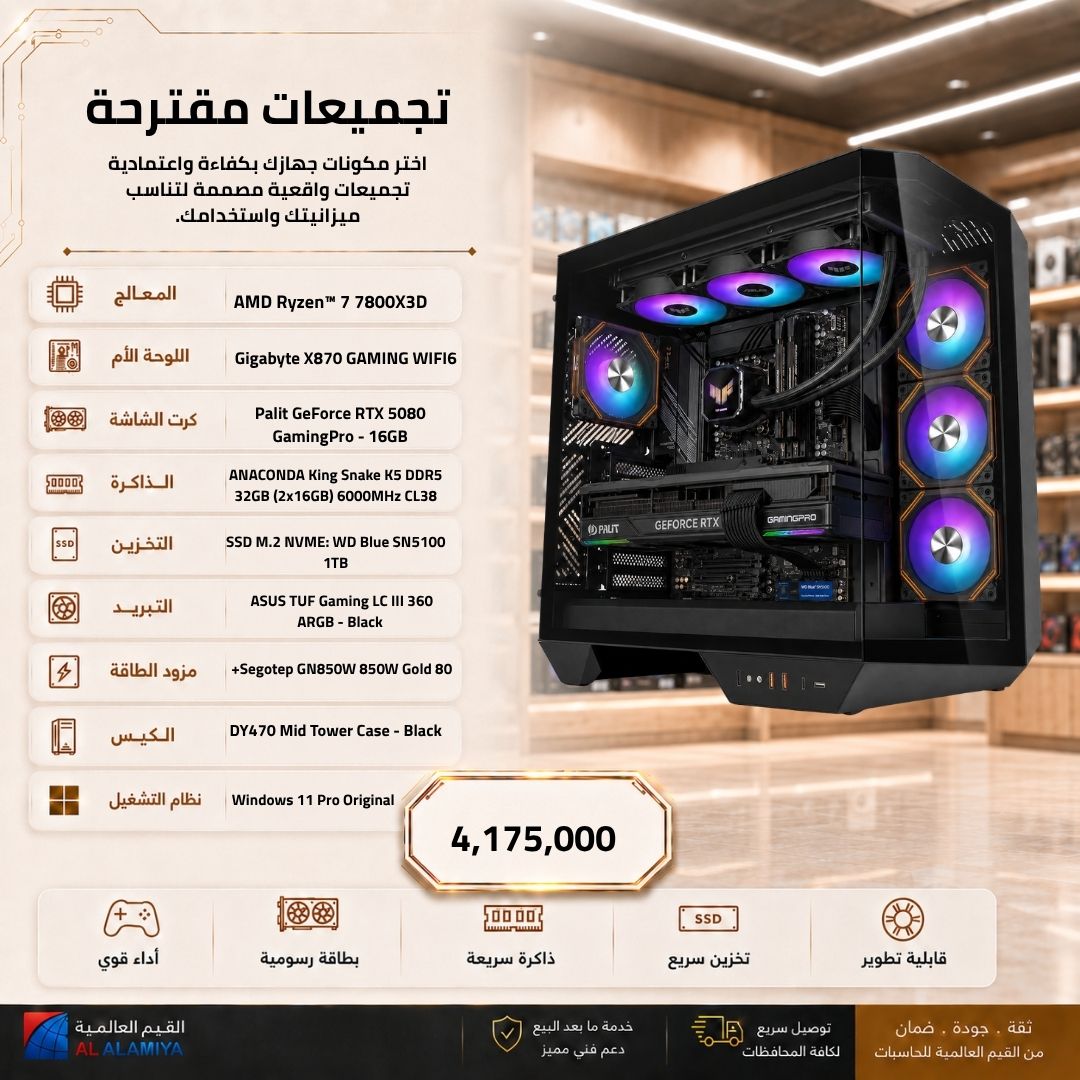 Pc Build AMD Ryzen 7 7800X3D, RTX 5080 16GB