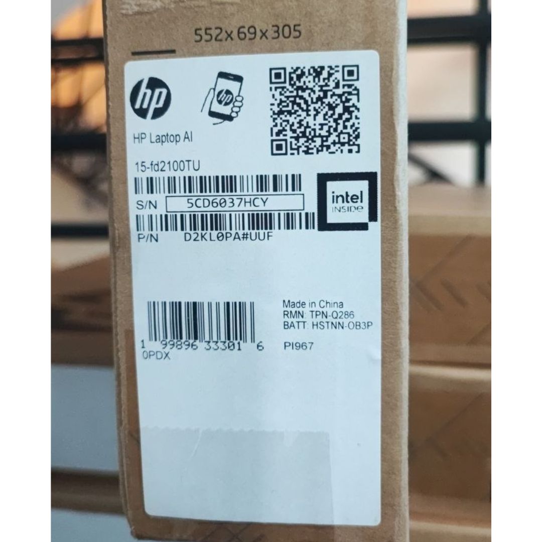 HP Laptop AI 15-fd2100TU, Intel Core Ultra 5-225U, RAM 16GB, SSD 512GB, Intel Graphics, 15.6 Inch FHD IPS, Natural Silver
