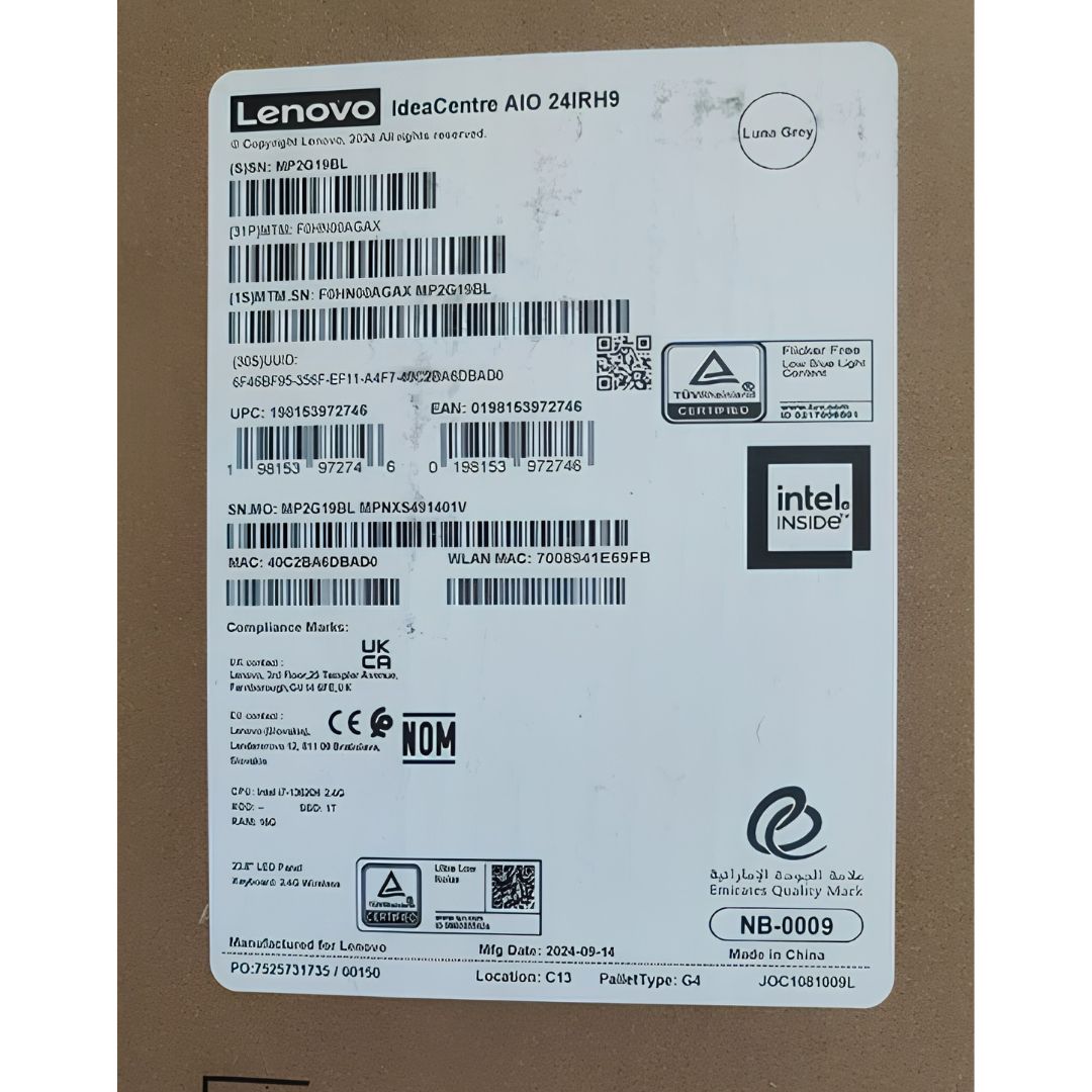 All in One Lenovo IdeaCentre AIO 24IRH9 (AGAX), Intel Core i7-13620H, RAM 16GB, SSD 1TB, Intel UHD Graphics, 24 Inch FHD IPS 100Hz, Luna Grey