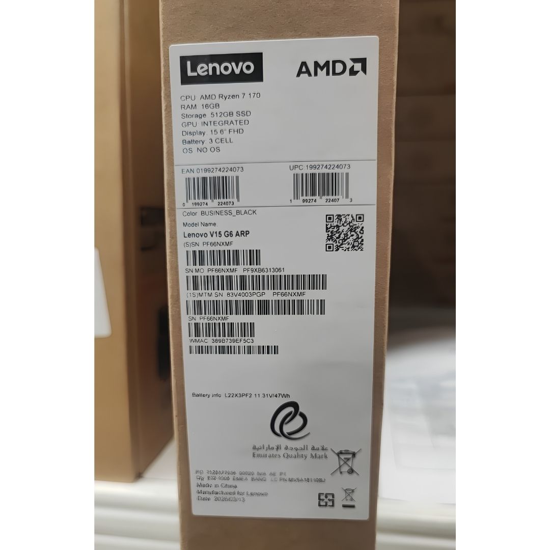 Lenovo V15 G6 - (3PGP) Ryzen 7-170, RAM 16GB, SSD 512GB, Integrated Graphics, 15.6 Inch FHD, Black