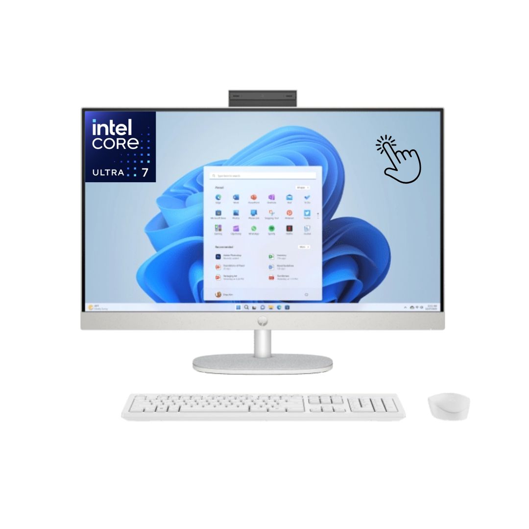 كمبيوتر متكامل اتش بي 27-CR1008ne، انتل الترا 7-155U، 16 جيجابايت رام، 1 تيرابايت اس اس دي، رسومات انتل، شاشة لمس 27 بوصة فل اتش دي اي بي اس، اسود