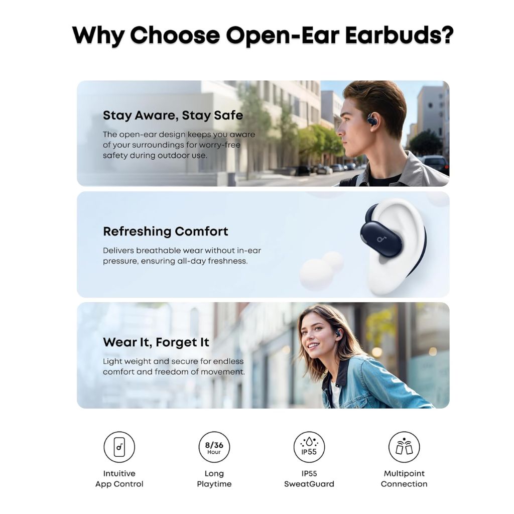 Anker soundcore V20i Adjustable Ear Hooks Earbuds - Blue