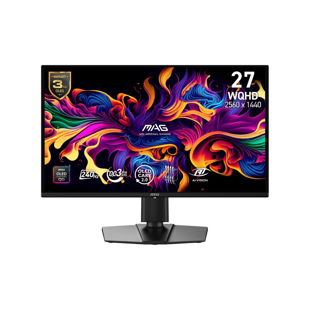 شاشة MSI MAG 274QP X24 مقاس 26.5 بوصة بدقة 2K (2560x1440) وتردد 240 هرتز ووقت استجابة 0.03 مللي ثانية، Rapid QD-OLED مسطحة