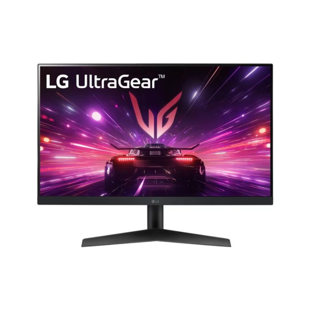 شاشة LG 24GS60F-B مقاس 24 بوصة بدقة FHD (1920x1080) ومعدل تحديث 180 هرتز بتقنية IPS وزمن استجابة 1 مللي ثانية.