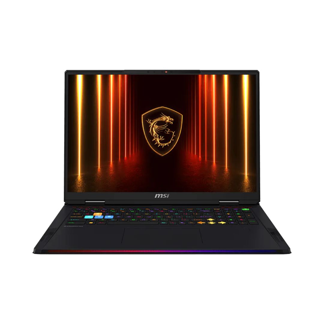 MSI Raider 18 HX AI A2XWIG-060AE - معالج Intel Core Ultra 9-285HX, ذاكرة وصول عشوائي (RAM) سعة 64 جيجابايت, سعة تخزين 2 تيرابايت, بطاقة رسومات RTX 5080 سعة 16 جيجابايت, شاشة 18 بوصة UHD+ IPS بتردد 120 هرتز