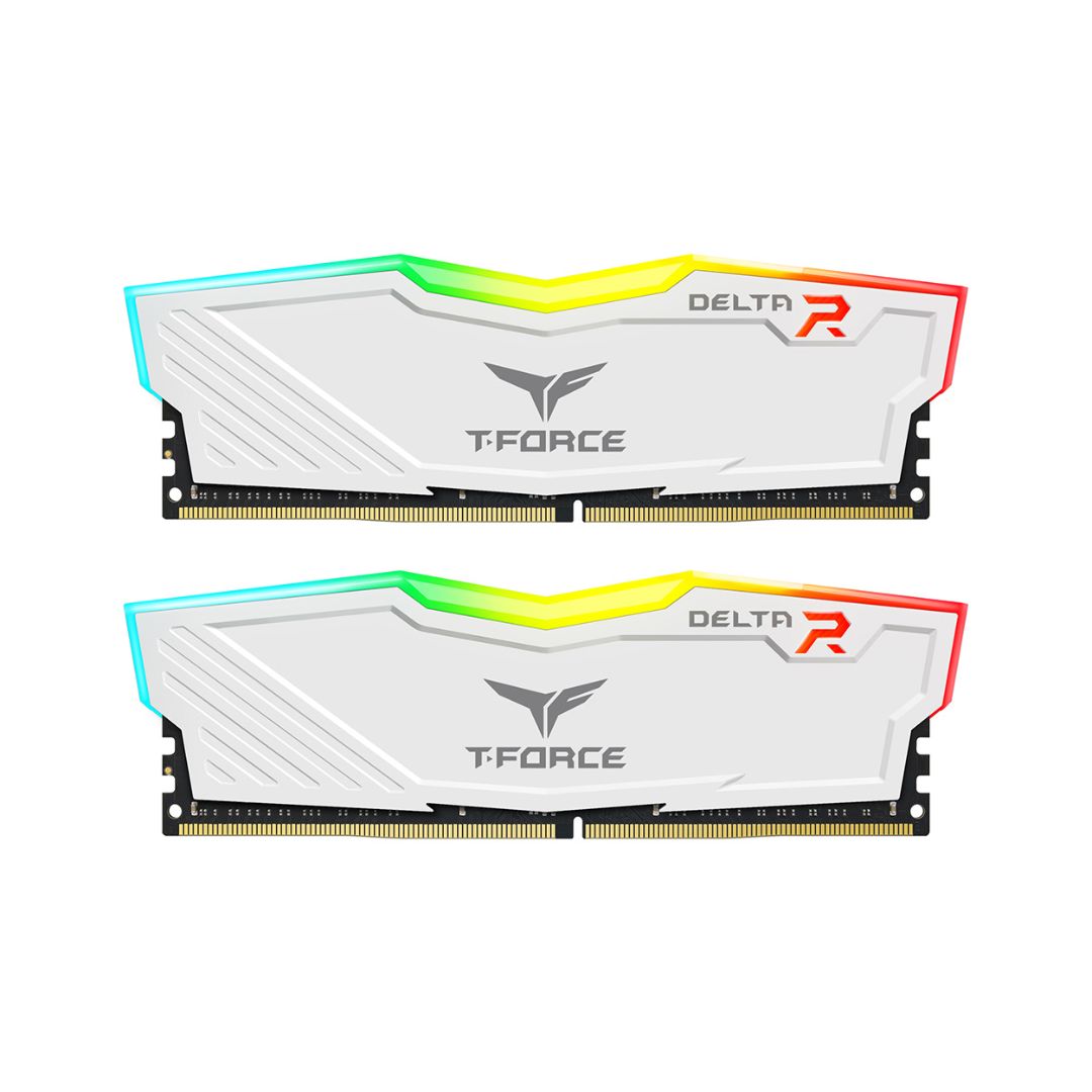 TEAMGROUP T-Force Delta RGB DDR4 Ram 16GB (2x8GB) 3600MHz CL18 - White - شركة القيم العالمية للحاسبات