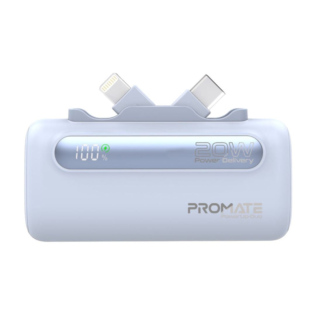 Promate PowerUp-Duo Power Bank 5000mAh, 20W - Blue