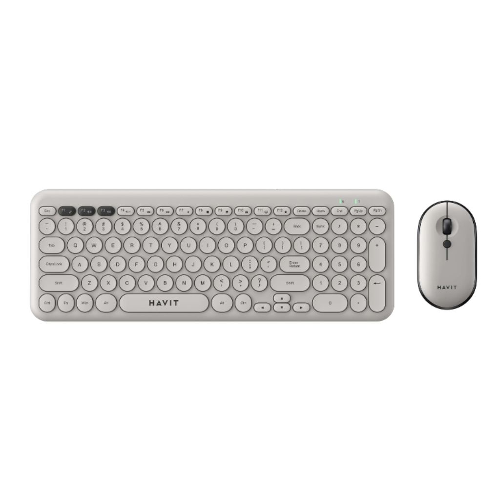 Havit KB254GCM Wireless Keyboard & Mouse Combo - Light Gray (English Layout)