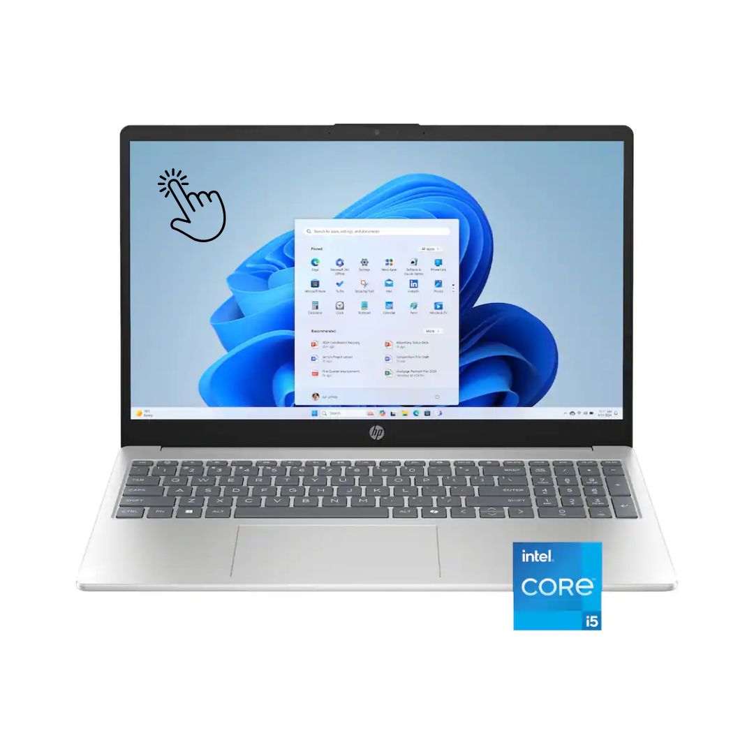 HP 15-FD0215DX, معالج Intel Core i5-1334U, ذاكرة وصول عشوائي (RAM) سعة 16 جيجابايت, قرص صلب ذو حالة ثابتة (SSD) سعة 512 جيجابايت, رسومات Intel, شاشة لمس 15.6 بوصة عالية الدقة بالكامل (FHD), فضي