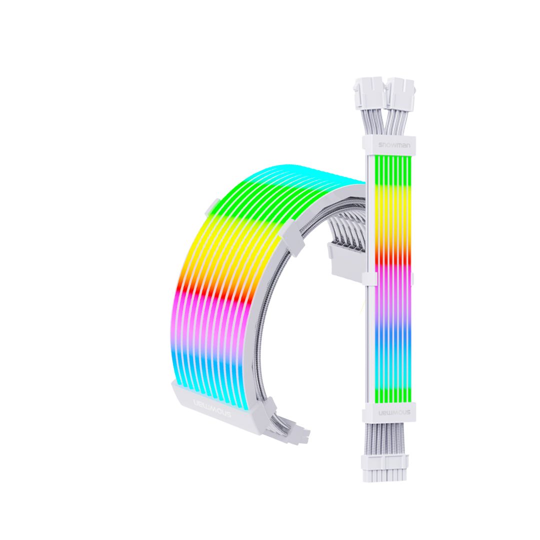 SNOWMAN Sleeved Cover Extension Cable MB & GPU ARGB, 24 Pin + 12+4 Pin 12 VHPWER Kit