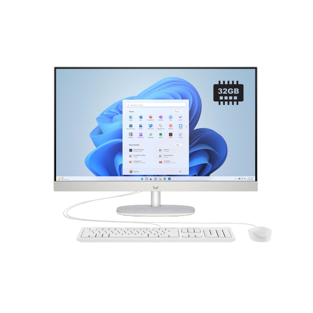 All in One HP 27-CR0156NH, Intel Core i7-1355U, RAM 32GB (Upgraded), SSD 1TB, Intel Graphics, 27 FHD IPS, White
