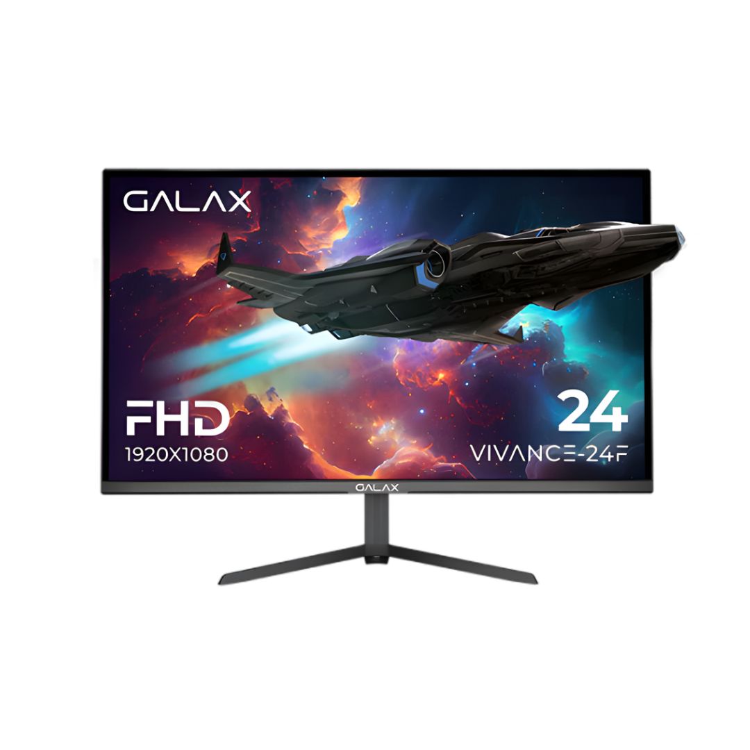 شاشة GALAX VI-24F مقاس 24 بوصة بدقة FHD (1920x1080) ومعدل تحديث 144 هرتز وزمن استجابة 1 مللي ثانية، بتقنية IPS مسطحة
