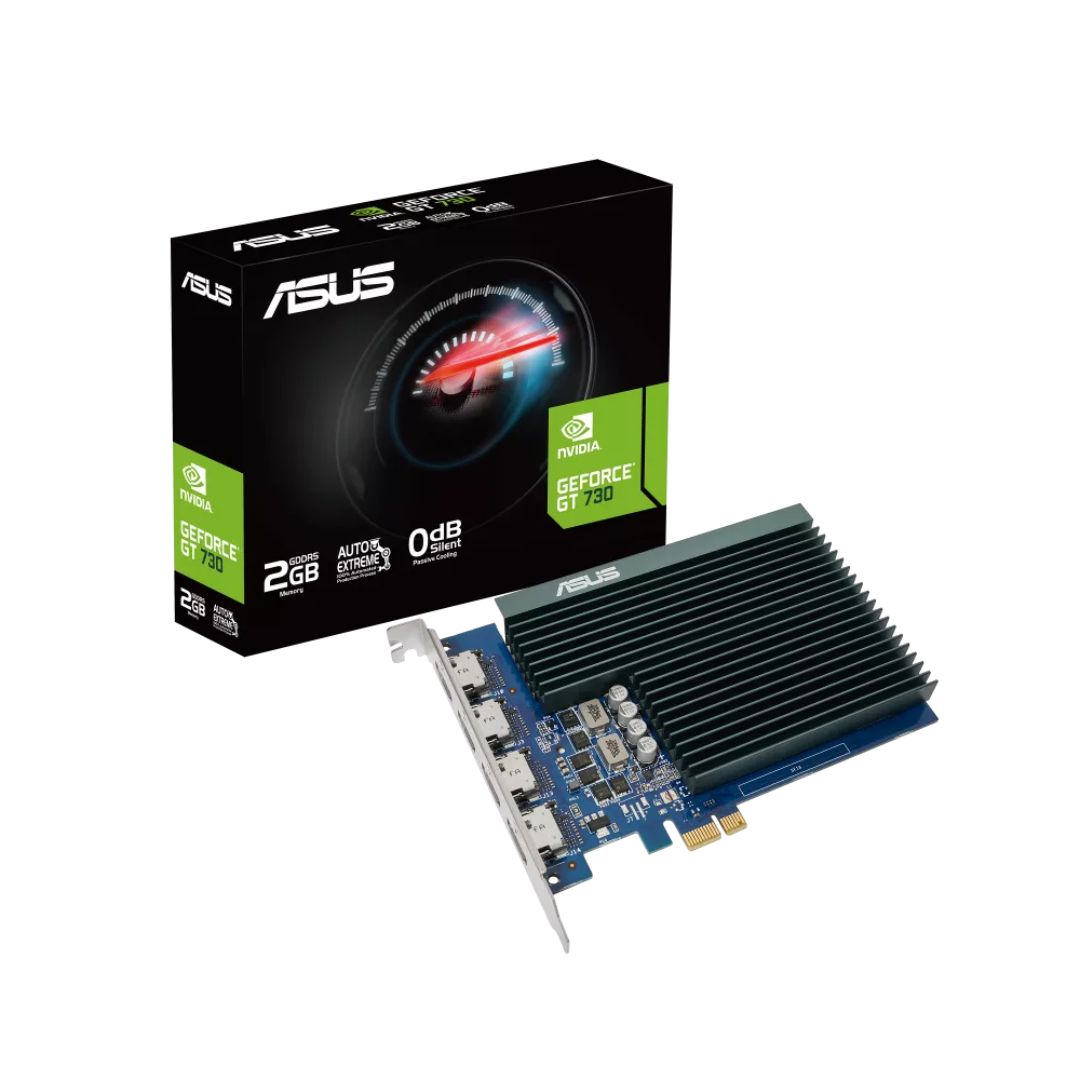 بطاقة رسوميات ASUS GeForce GT 730 سعة 2 جيجابايت، مزودة بـ 4 منافذ HDMI