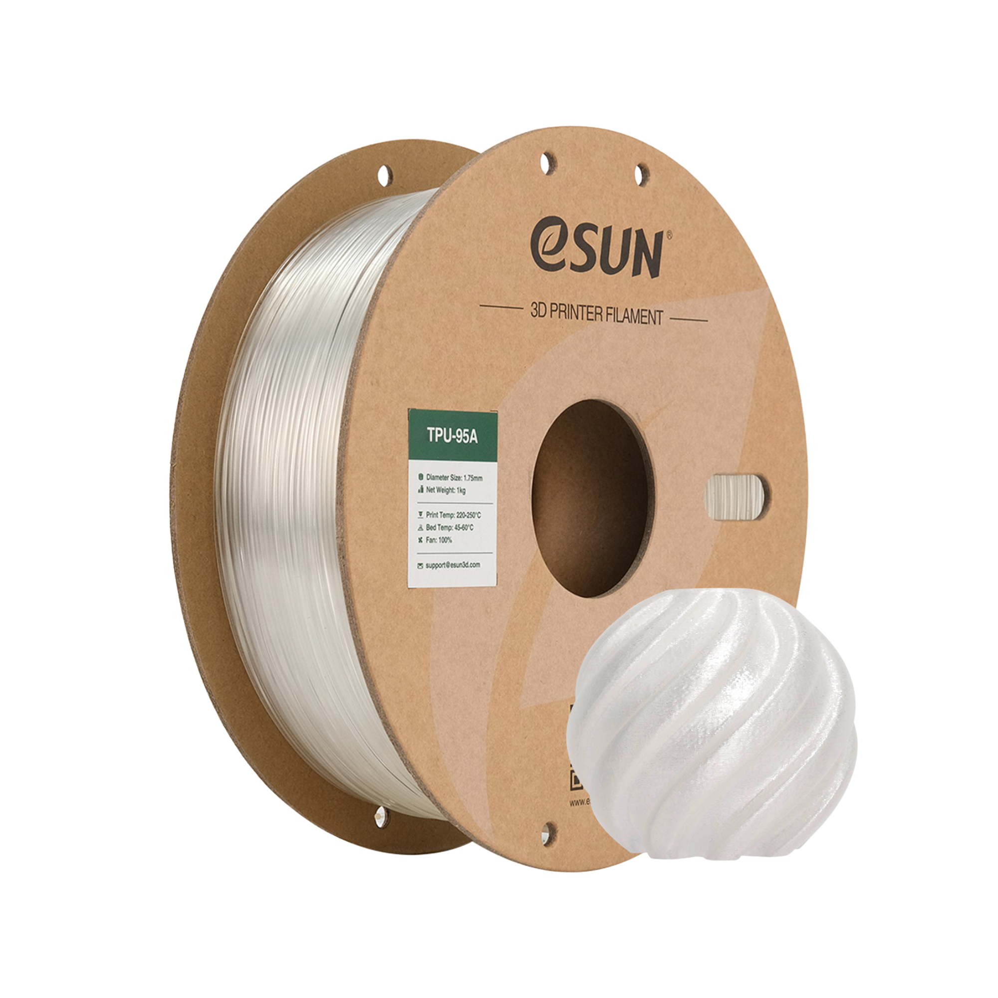 Esun Esun TPU-95A 3D Printing Filament 1KG - Clear