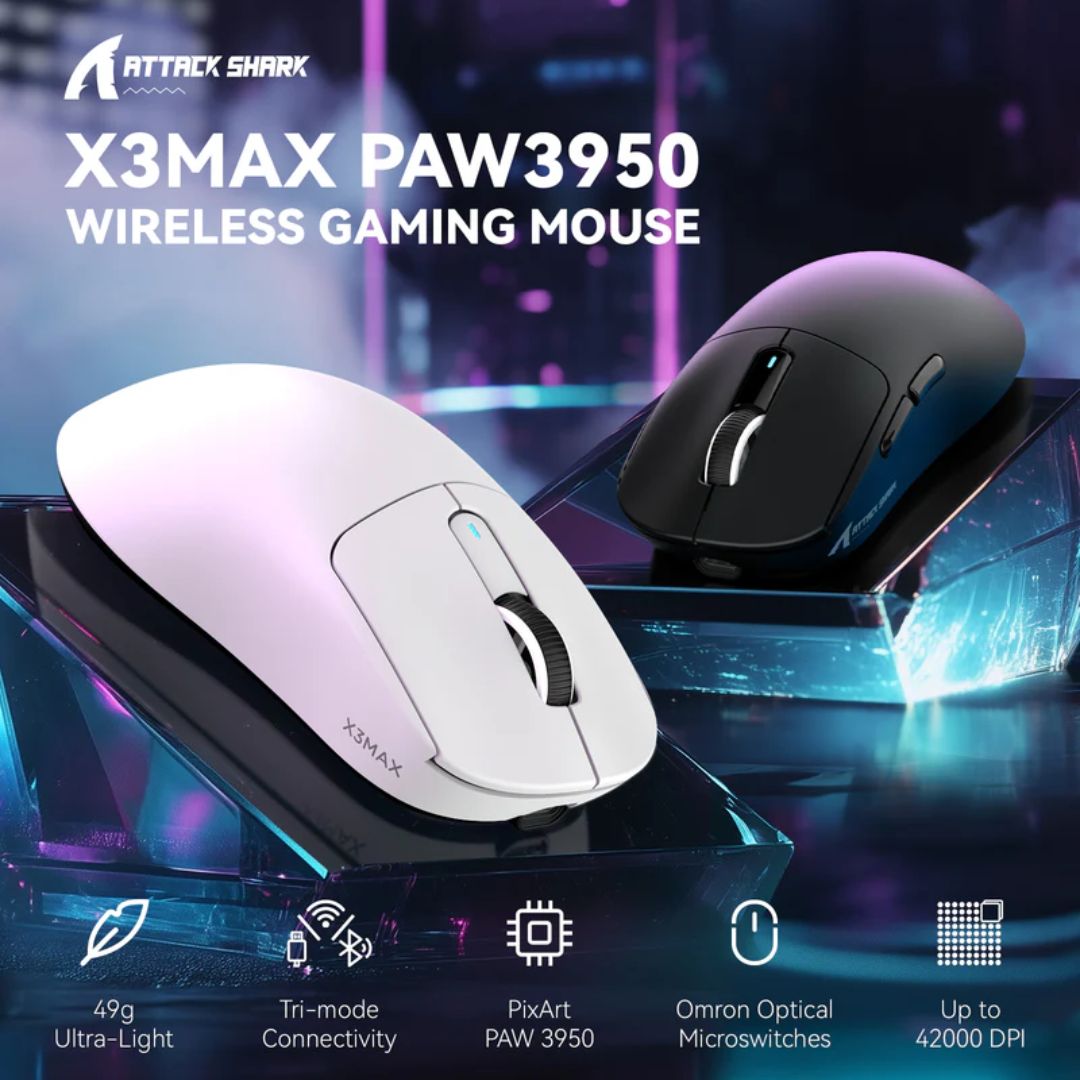 ATTACK SHARK X3MAX Wireless Gaming Mouse - White