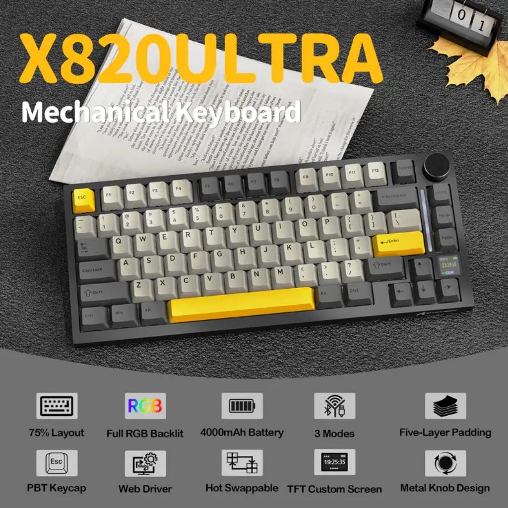ATTACK SHARK X820Ultra Tri-mode Gasket Mechanical Keyboard - Starry Black