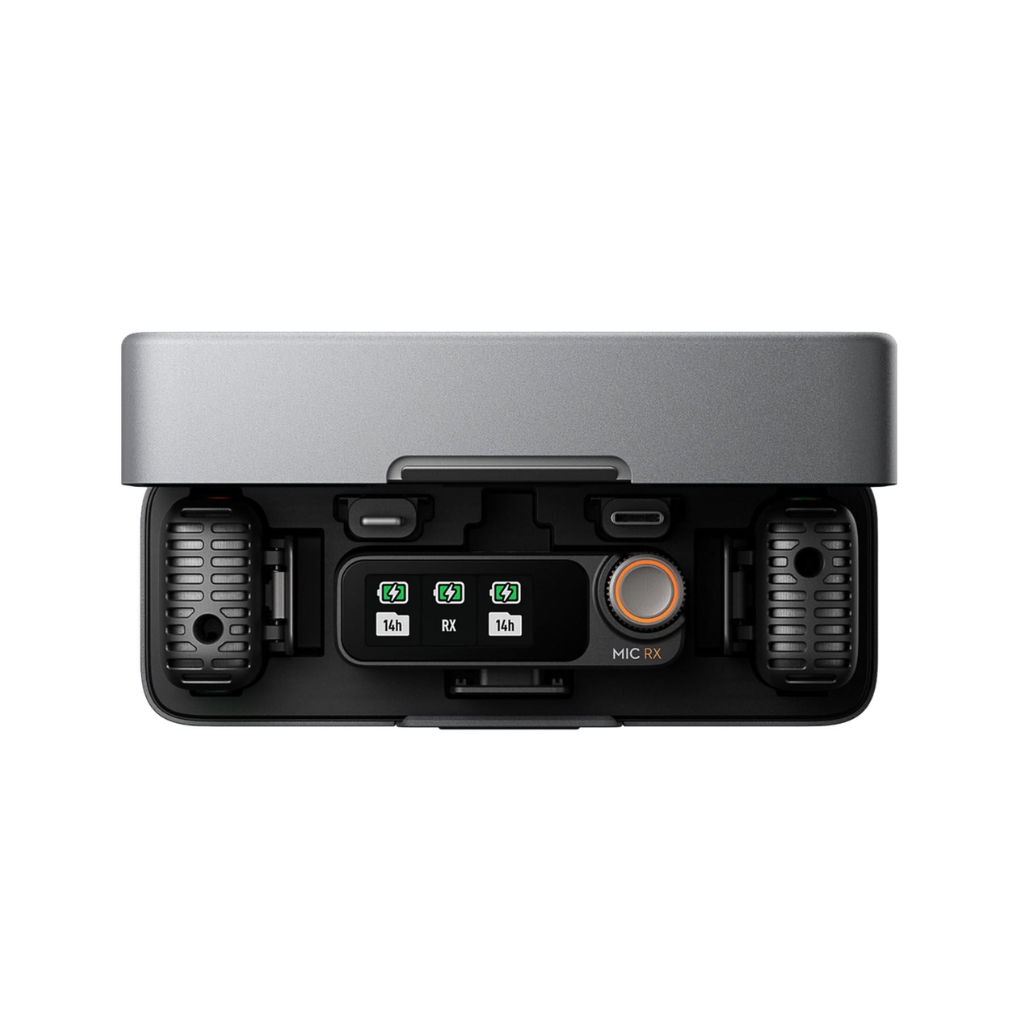 ميكروفون لاسلكي صغير الحجم من DJI Mic 2 (جهازان إرسال + جهاز استقبال + علبة شحن)