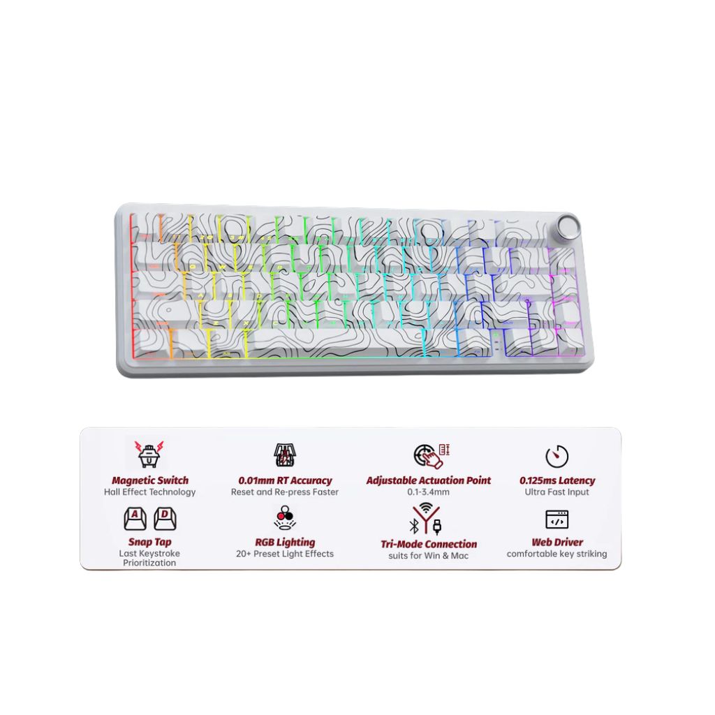 ATTACK SHARK X65 PRO Magnetic Keyboard - White Contours