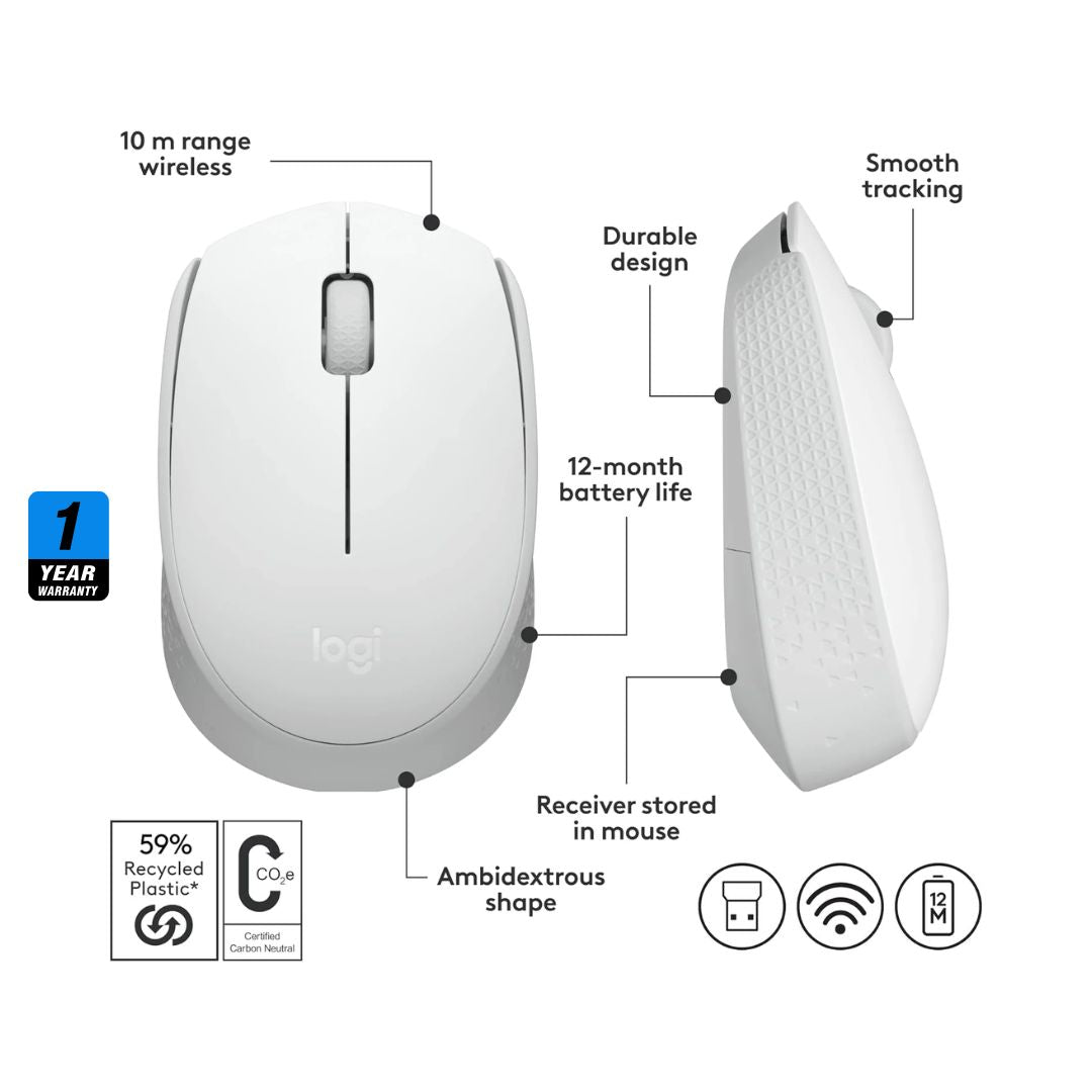 Logitech M171 Wireless Mouse - Off White