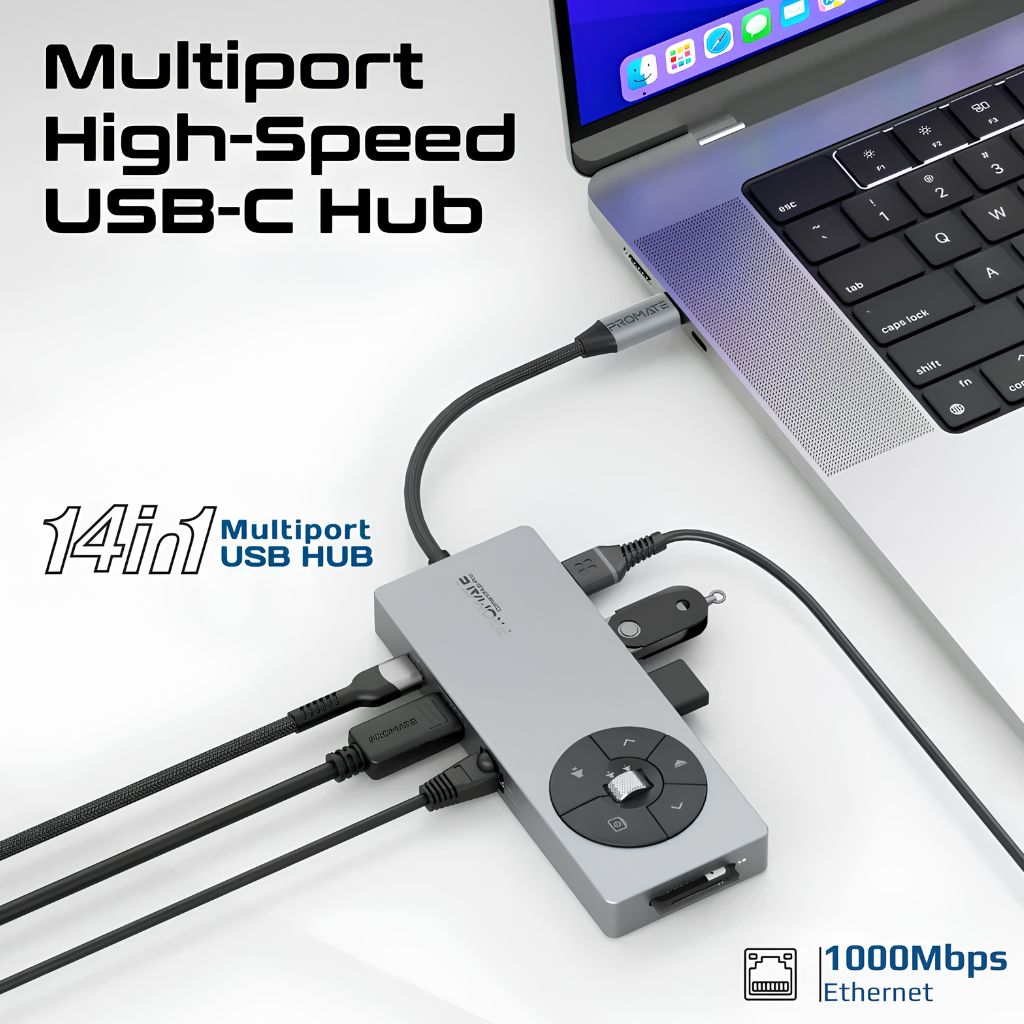 Promate CommandHub-Pro USB-C Hub - 14-in-1