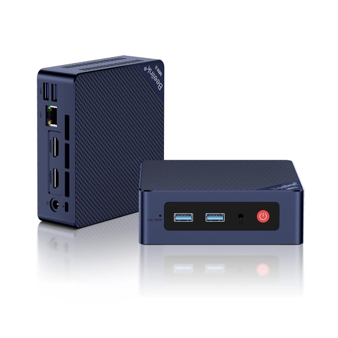جهاز كمبيوتر صغير Beelink 12th Generation PRO Mini S، معالج Intel Alder Lake N100، ذاكرة وصول عشوائي (RAM) 16 جيجابايت، قرص صلب (SSD) 500 جيجابايت، رسومات Intel UHD