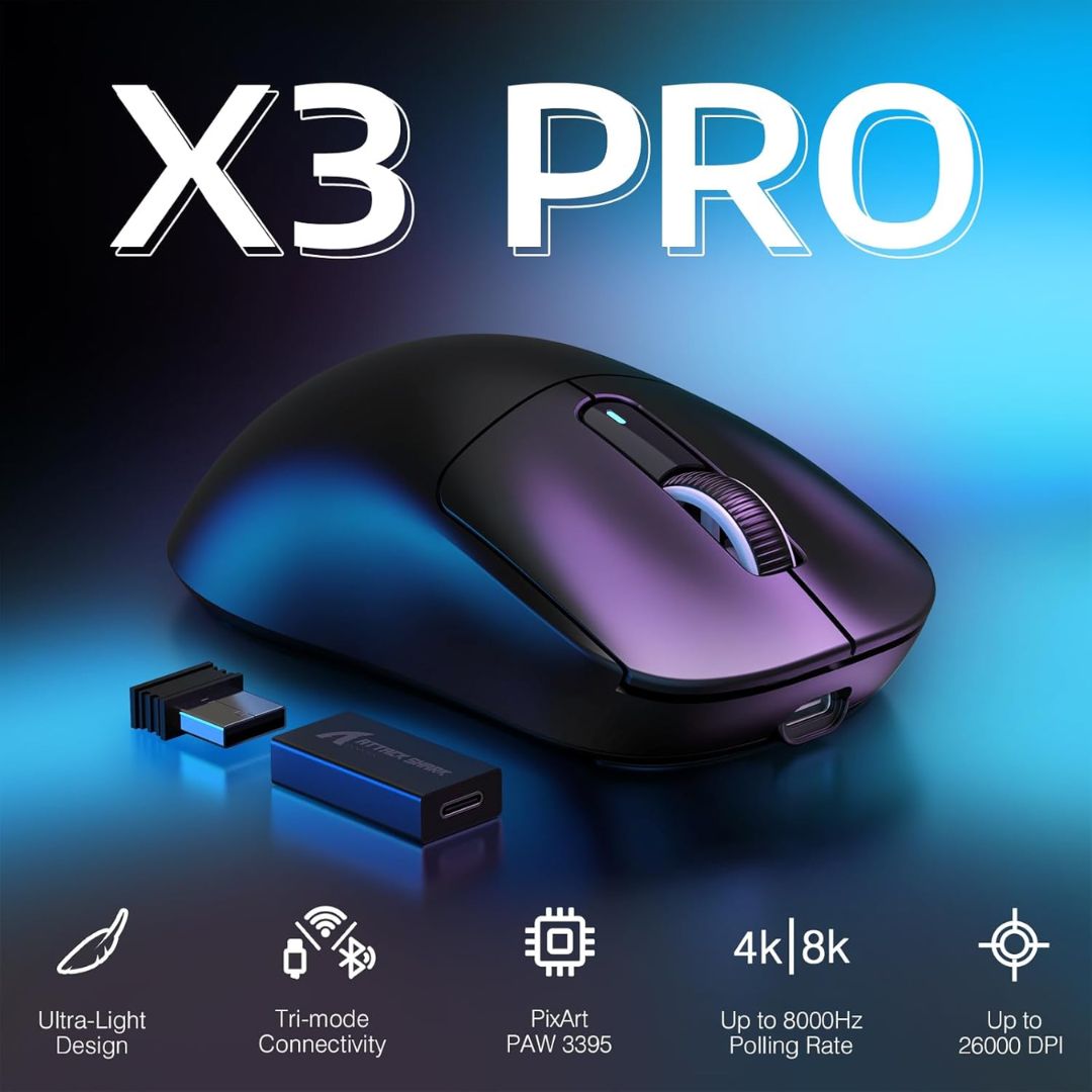 ATTACK SHARK X3PRO Wireless Gaming Mouse - Black