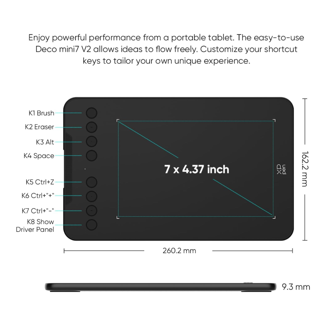 XP Pen Deco mini7 V2 Graphic Drawing Tablet