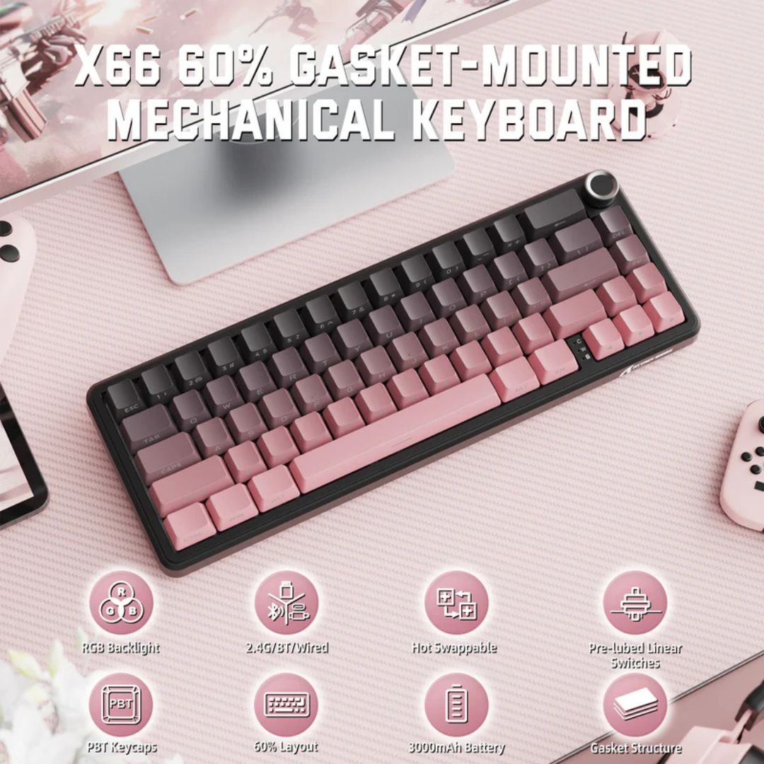 ATTACK SHARK X66 Wireless Mechanical Keyboard - Blackberry