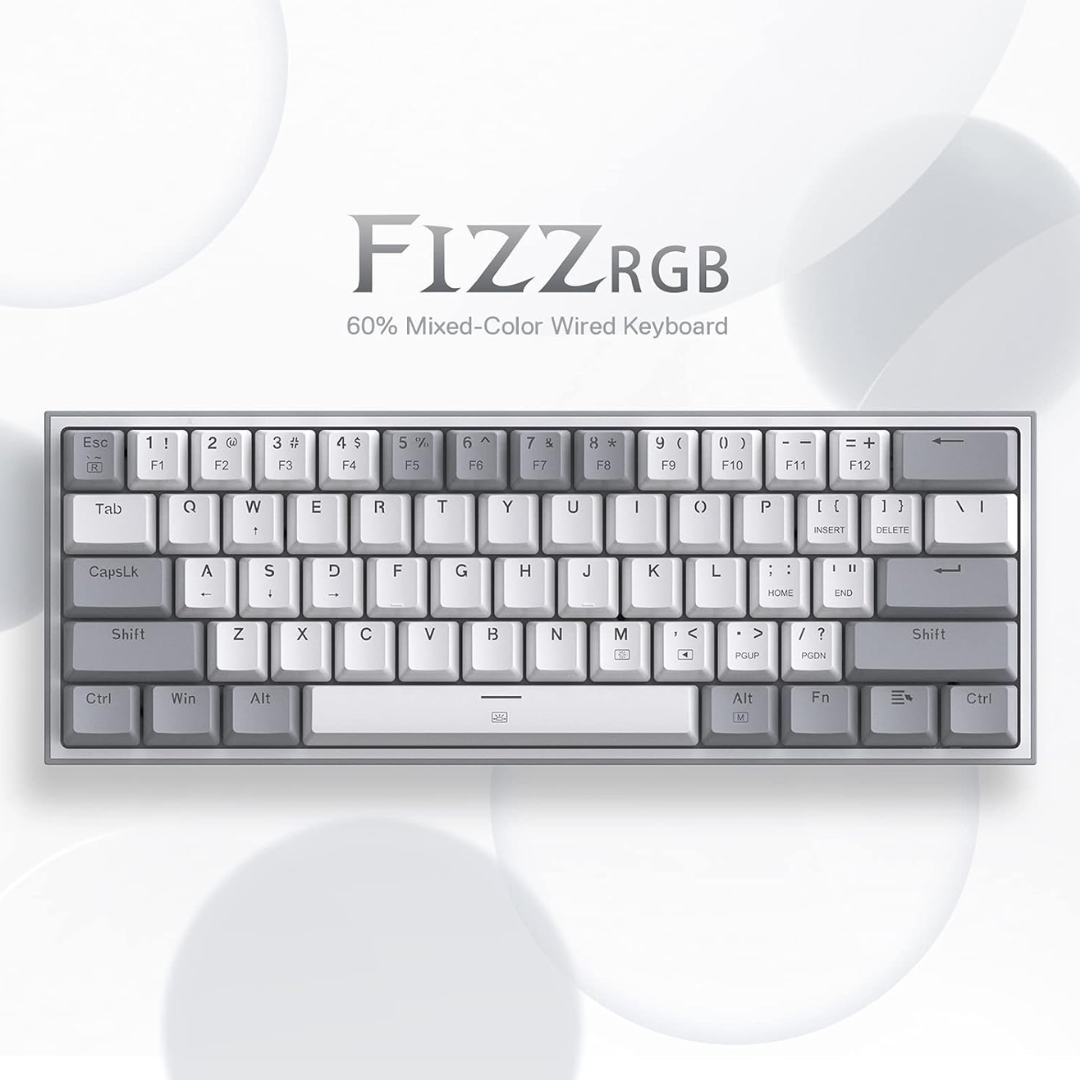 Redragon K617 Fizz 60% Mechanical Gaming Keyboard - Gray White