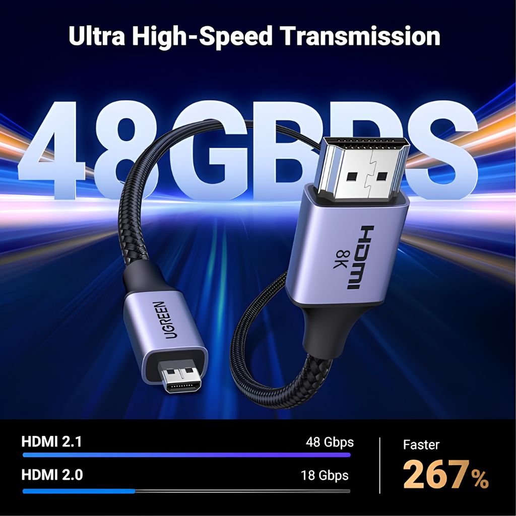 كابل مايكرو HDMI إلى HDMI من يوجرين 8K@60Hz طراز UG-15517 - 2 متر