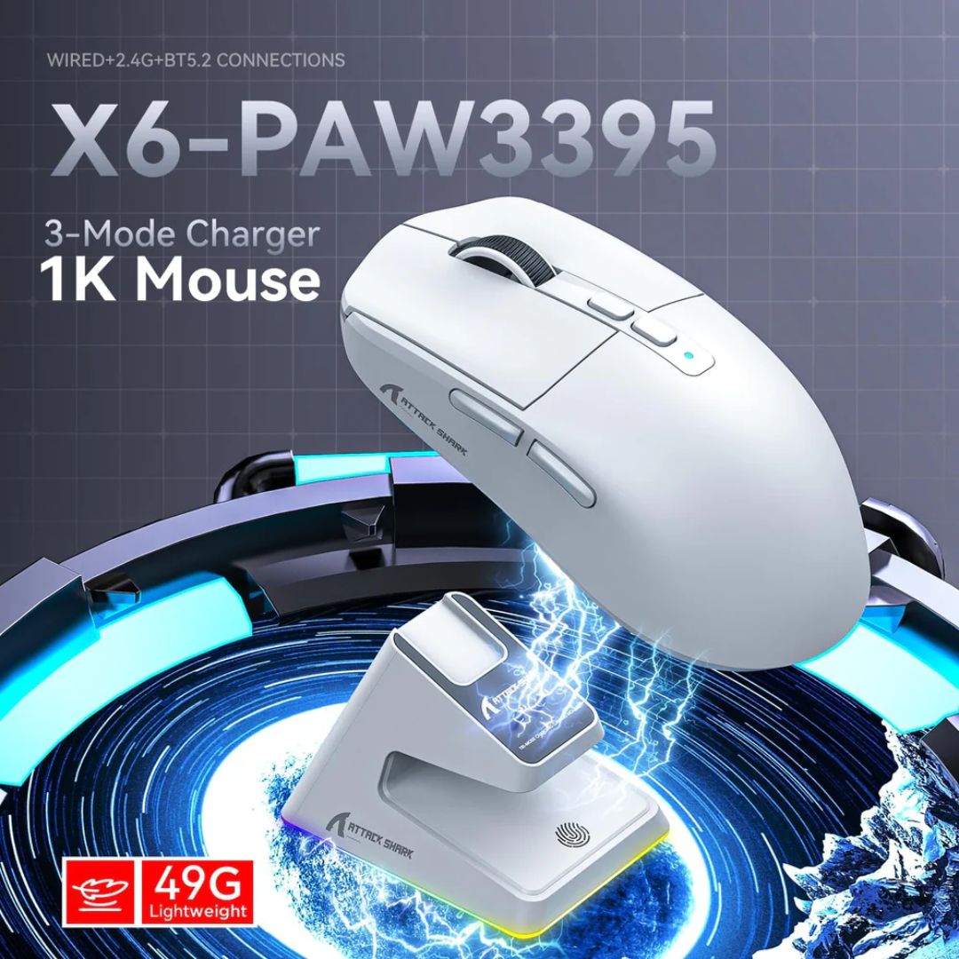 ATTACK SHARK X6 Wireless Gaming Mouse - White