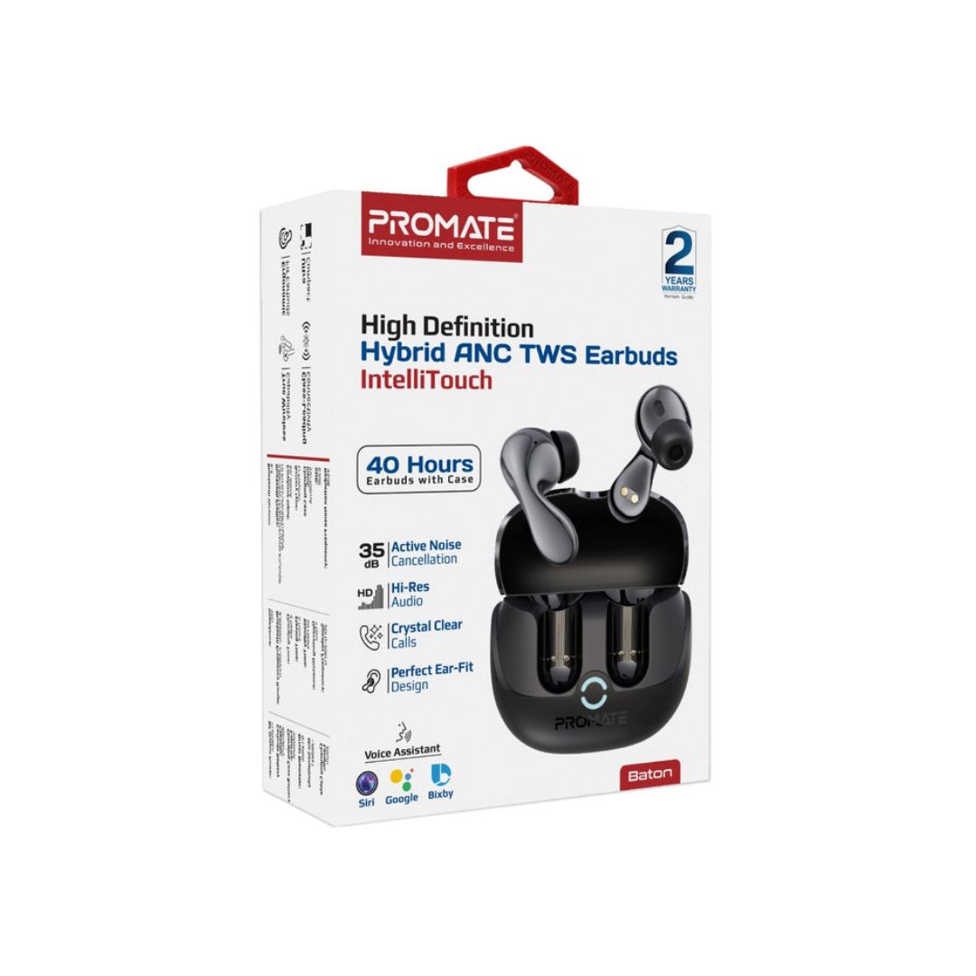 Promate Baton Wireless Earbuds - Black