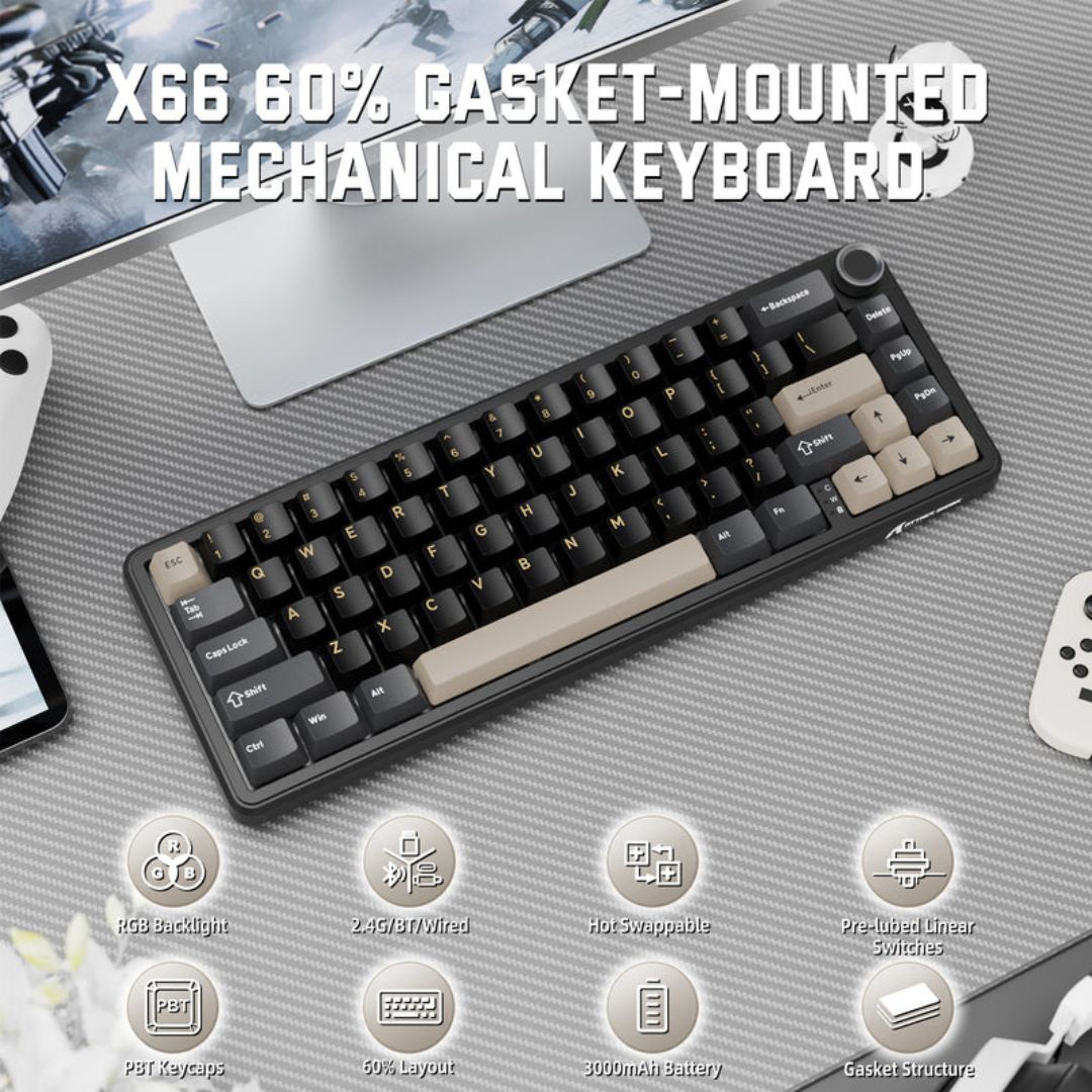 ATTACK SHARK X66 Wireless Mechanical Keyboard - Starry Black