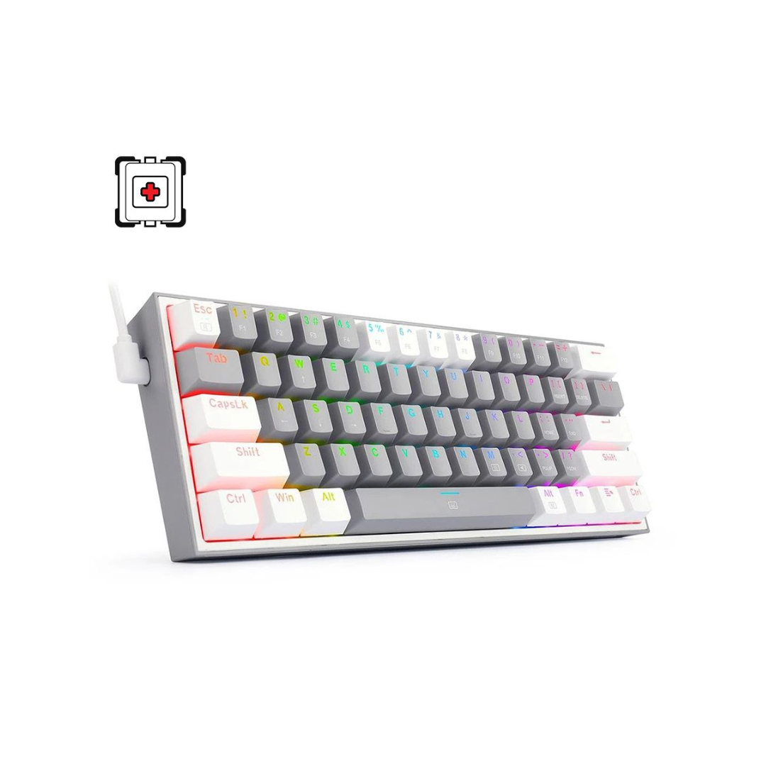 لوحة مفاتيح ألعاب Redragon K617 Fizz 60% ميكانيكية، سلكية TKL، مفاتيح حمراء