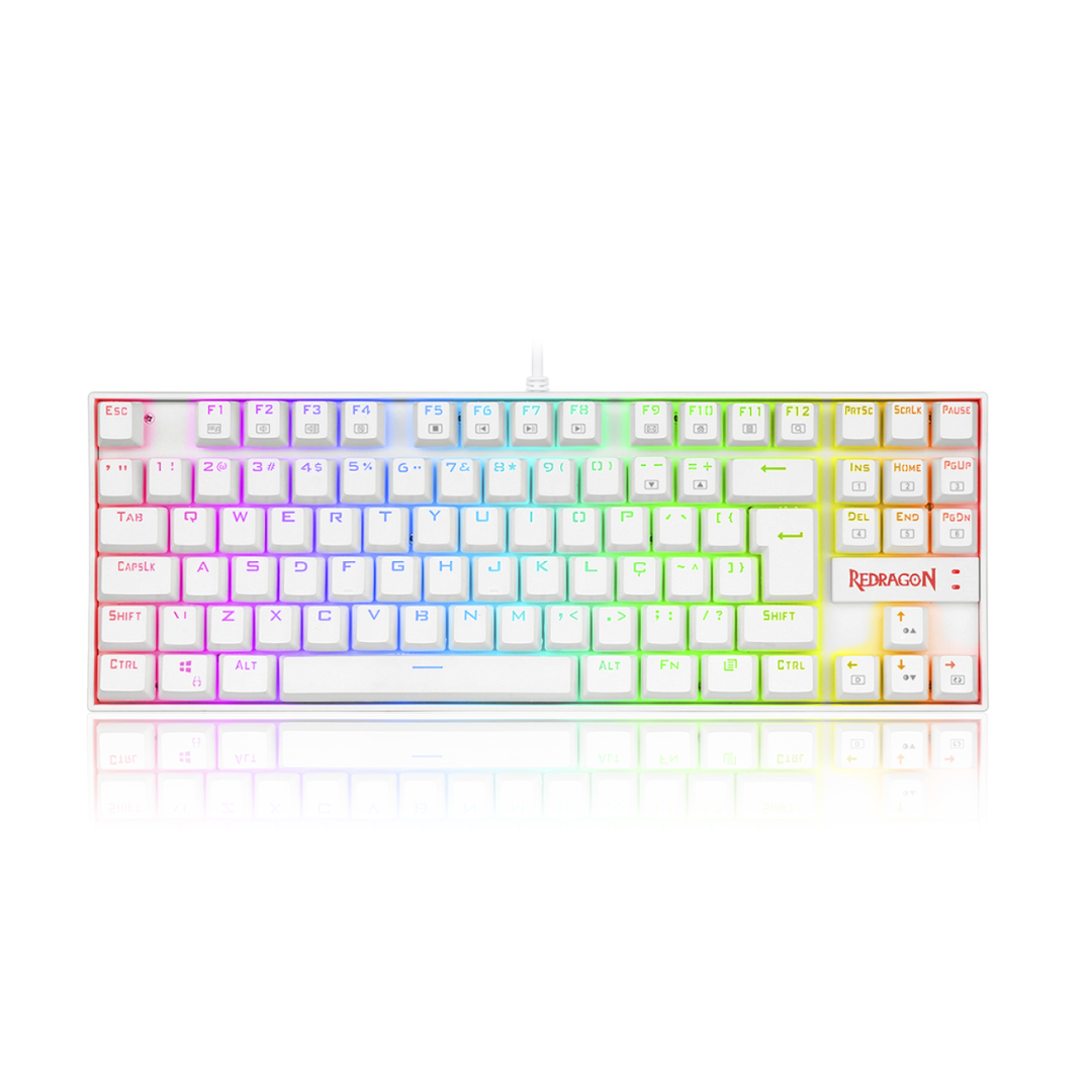 Redragon K552W-RGB, Kumara, 80%, Wired, Red Switches - White