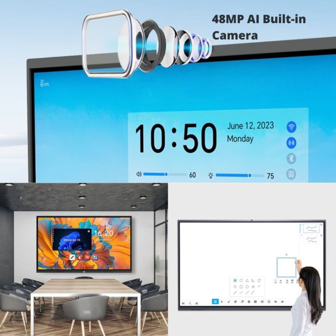 Luminex 75-Inch 4K UHD & AI Built-in Camera Smart Interactive Whiteboard, Android 13.0