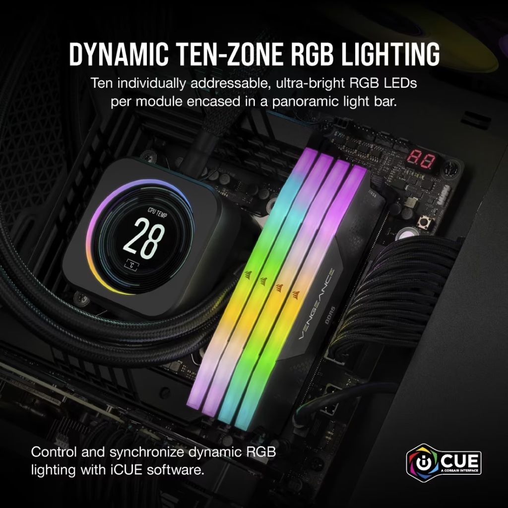 CORSAIR VENGEANCE RGB DDR5 32GB (2x16GB) 6400MHz CL36