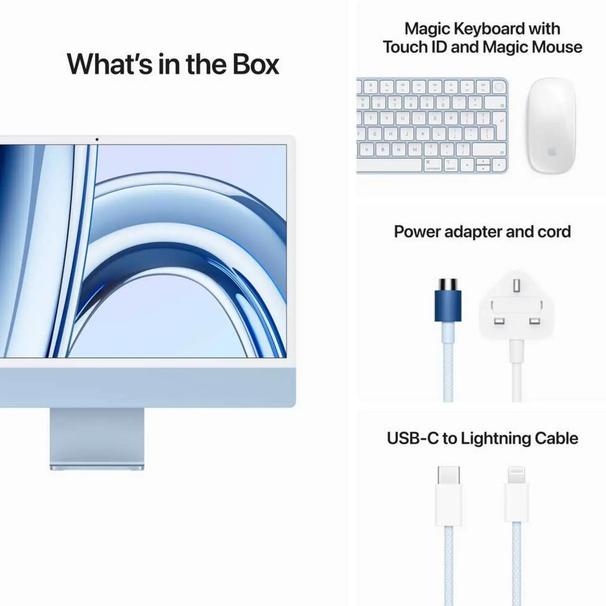 Apple iMac 24 MQRR3AB/A - A2873, M3 (8 Core), RAM 8GB, SSD 512GB, GPU (10 Core), 24 Inch 4.5K Retina display, Blue