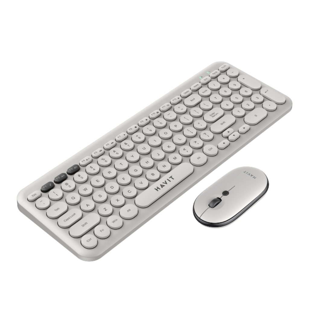 Havit KB254GCM Wireless Keyboard & Mouse Combo - Light Gray (English Layout)