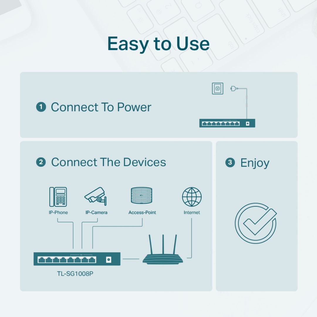 TP-Link TL-SG1008P V7, Gigabit Desktop Switch, 8 Port with 4-Port PoE+