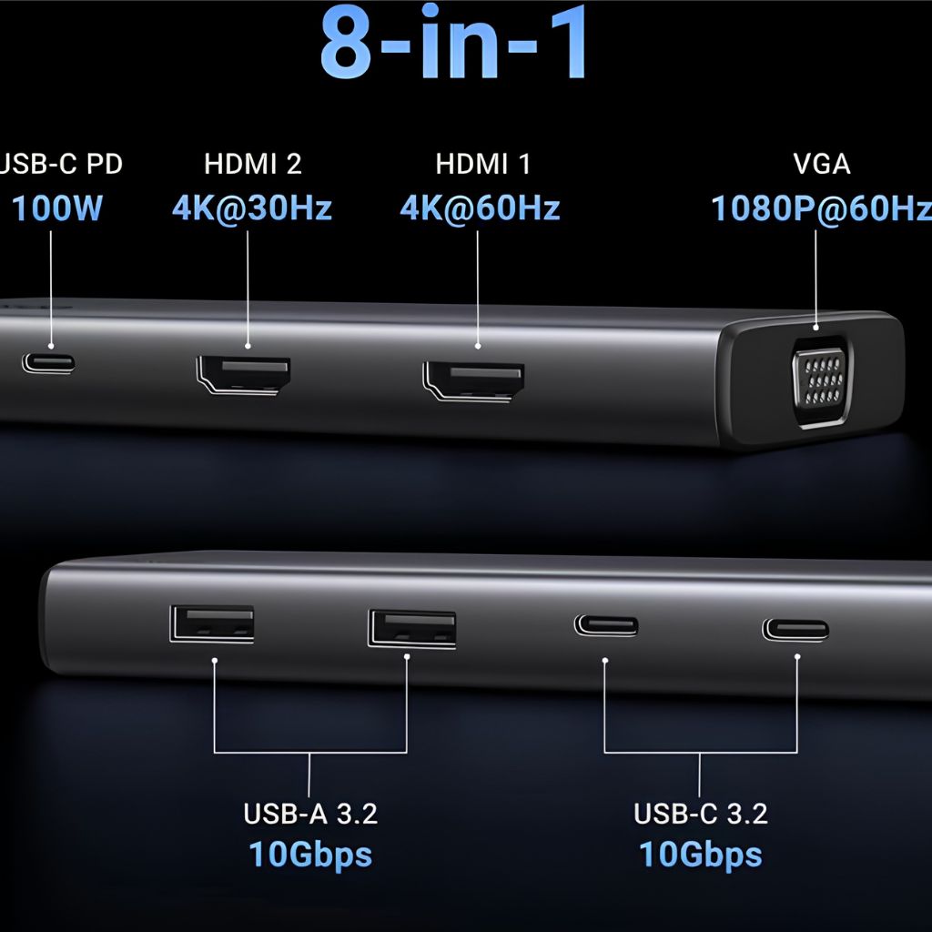 UGREEN UG-35588 8-in-1 USB-C Hub with HDMI, USB 3.0, SD/TF, Ethernet, PD