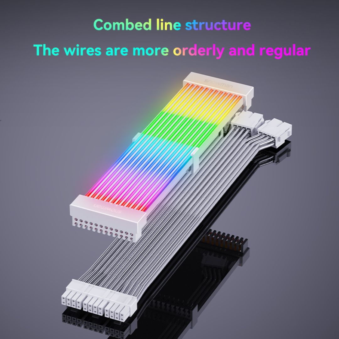 SNOWMAN Sleeved Cover Extension Cable MB & GPU ARGB, 24 Pin + 12+4 Pin 12 VHPWER Kit