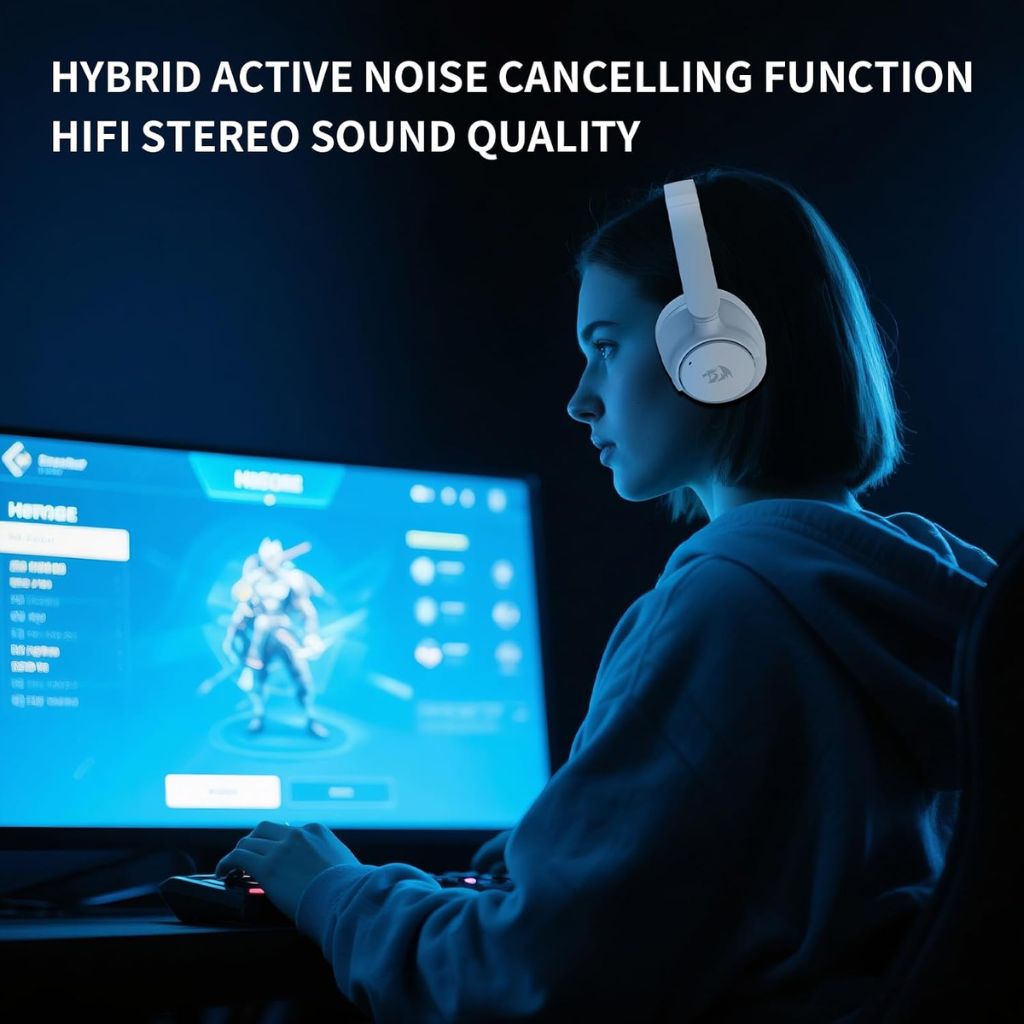 سماعة الألعاب اللاسلكية Redragon H610G Vibecore 600X - أبيض