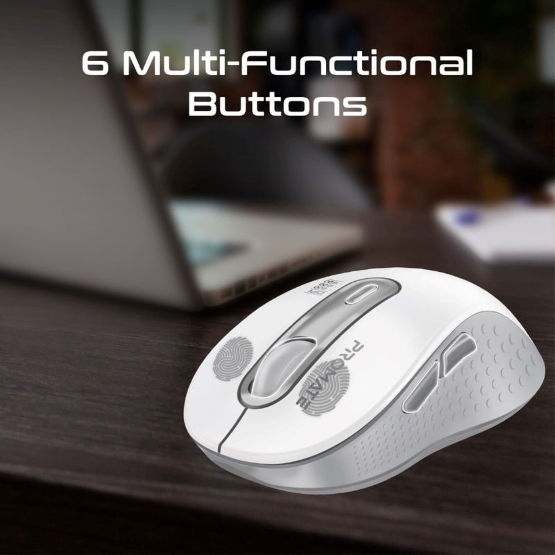 Promate Ken Dual Mode Wireless Mouse - White