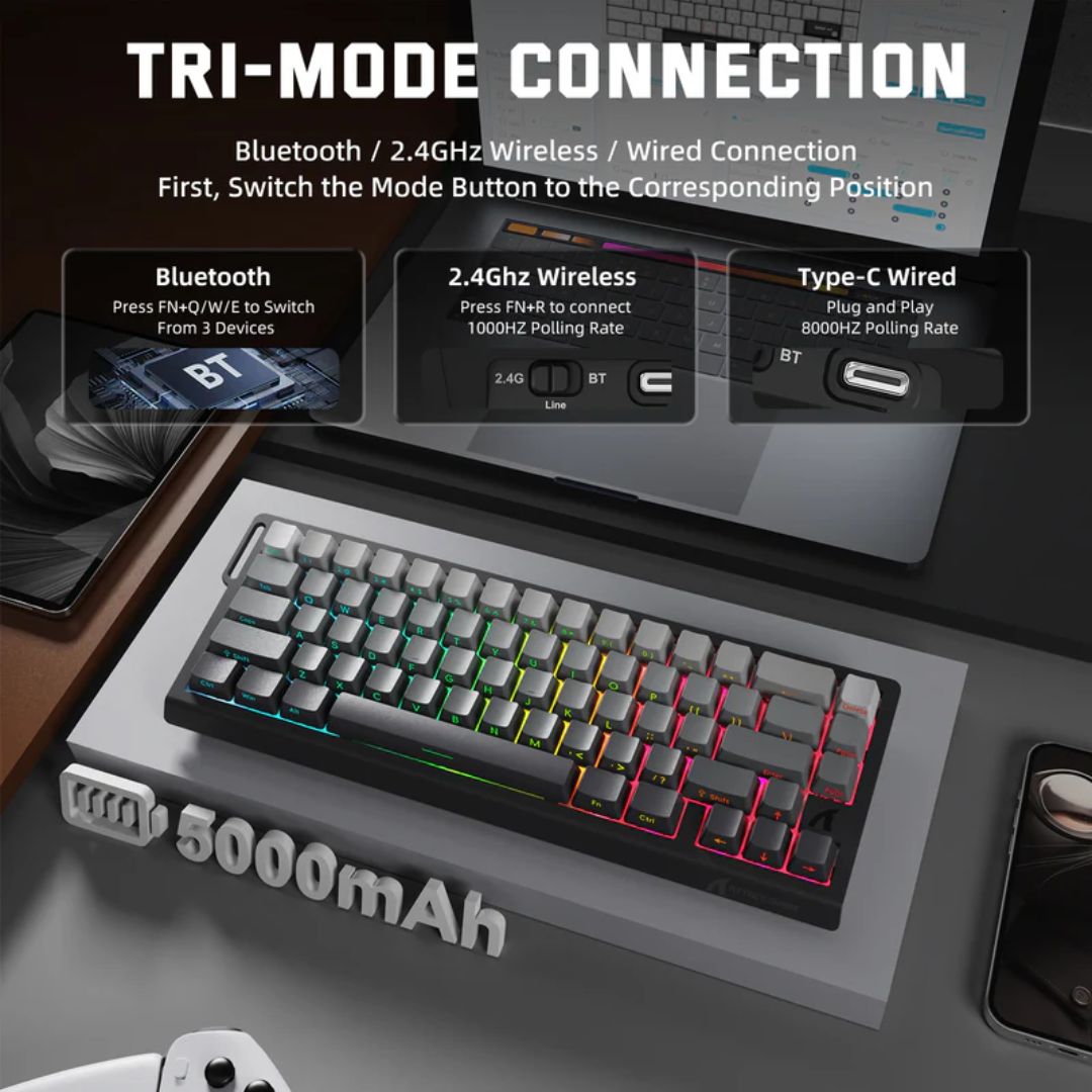 ATTACK SHARK X68 Pro Magnetic Wireless Mechanical Keyboard - Moonlit Black