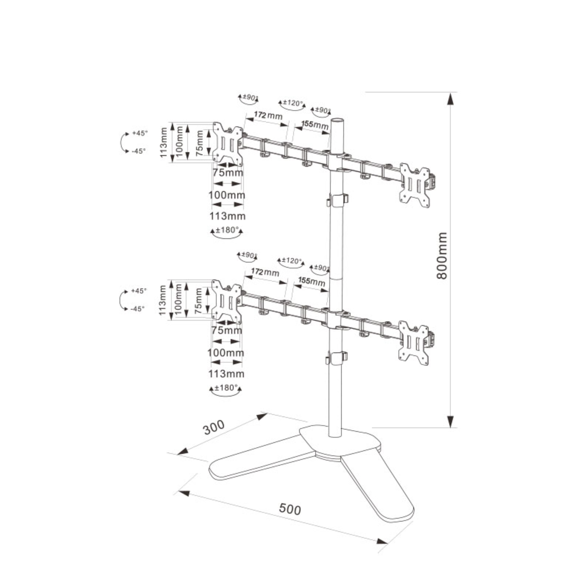 Raptor M044 Monitor Stand Base Desk Mount - 4 Arm