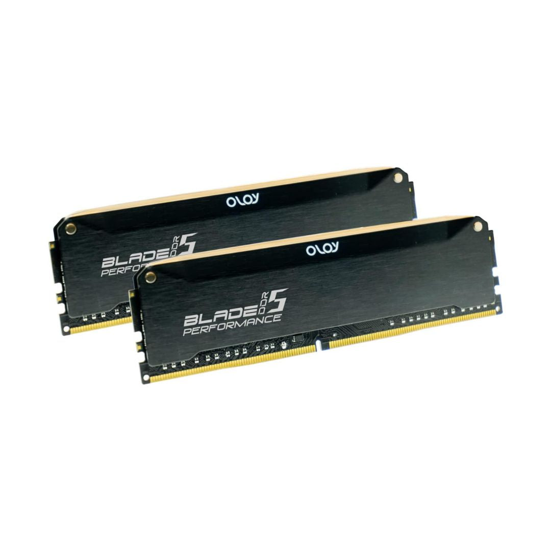 ذاكرة وصول عشوائي OLOy DDR5 سعة 32 جيجابايت (2 × 16 جيجابايت) بنمط شفرات سوداء بإضاءة RGB بتردد 5600 ميجاهرتز وتوقيت CL40