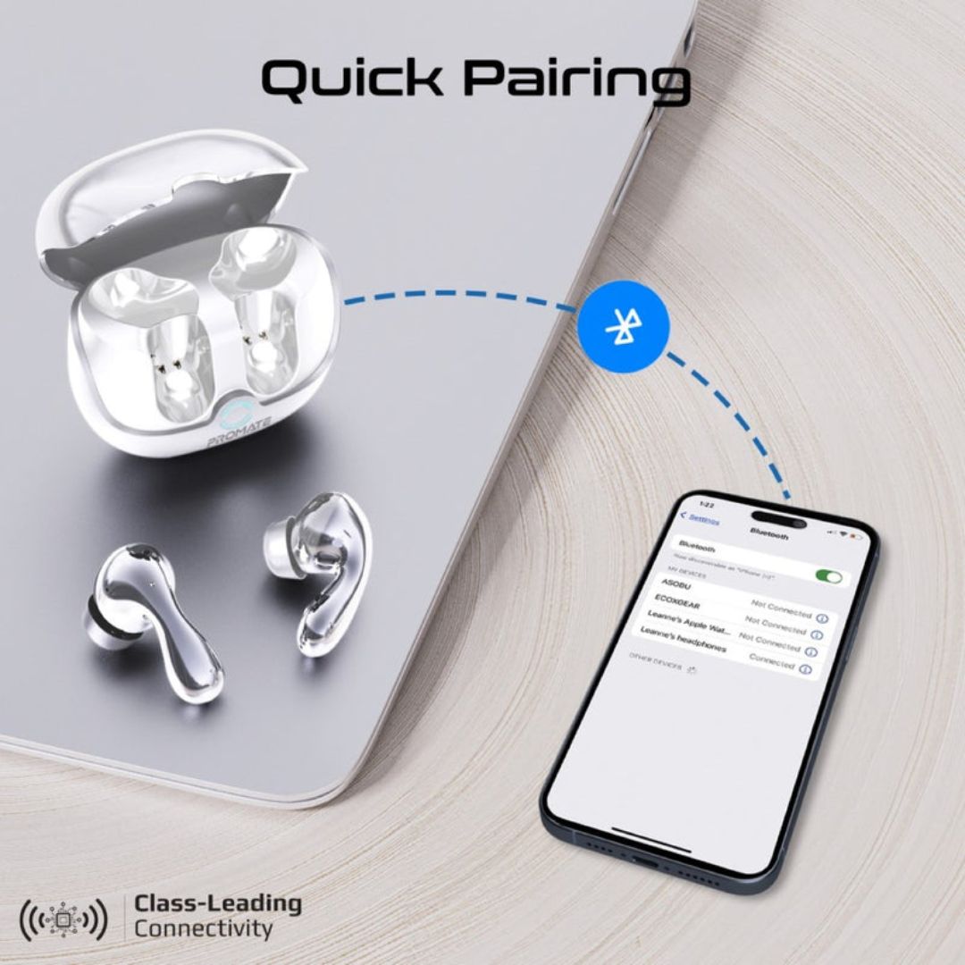 Promate Baton Wireless Earbuds - White